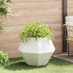 vidaXL Plantenbak Wit 75 x 75 x 60 cm Staal, Tuin en Terras, Bloembakken en Plantenbakken, Verzenden, Nieuw, Metaal, 60 tot 100 cm