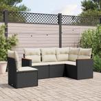 vidaXL 5-delige Loungeset met kussens poly rattan zwart, Tuin en Terras, Tuinsets en Loungesets, Verzenden, Nieuw, Rotan, Loungeset