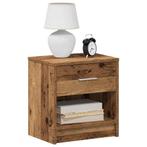 vidaXL Nachtkastjes 2 st met lade 39x28x41 cm oud, Verzenden, Nieuw, Hout