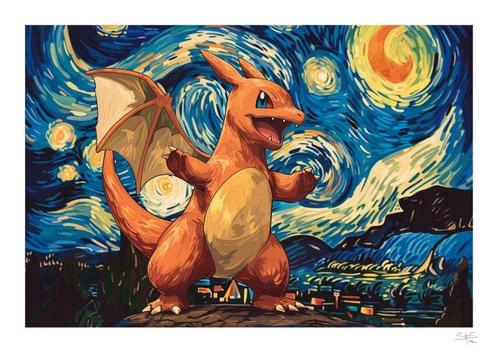 SKE - Charizard Night, Antiek en Kunst, Kunst | Schilderijen | Modern