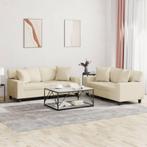 vidaXL 2-delige Loungeset met kussens kunstleer crèmekleurig, Huis en Inrichting, Banken | Bankstellen, Verzenden, Nieuw, Vierpersoons of meer