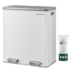 SONGMICS RVS Prullenbak - 2x30L - 2 vakken - Wit, Huis en Inrichting, Verzenden, Nieuw