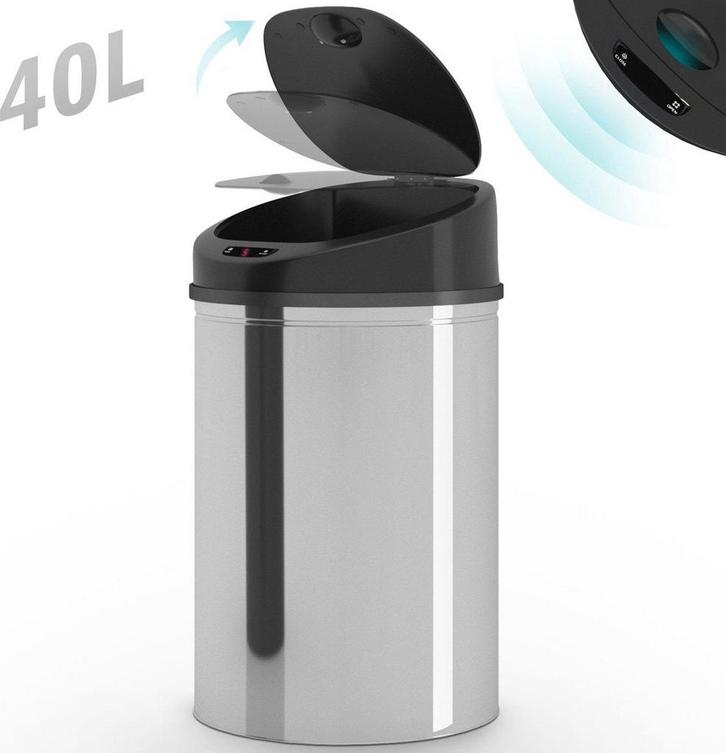 Vuilnisbak / Afvalbak met sensor - 40L - RVS - waterproof -, Huis en Inrichting, Kasten | Computermeubels, Nieuw, Verzenden