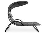 Ligstoel tuin - met zonnescherm - 189 x 73 cm - grijs, Tuin en Terras, Ligbedden, Ophalen of Verzenden, Nieuw
