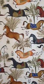 Artmaison luxe Oosters textiel met paarden in galop -, Antiek en Kunst, Antiek | Kleden en Textiel