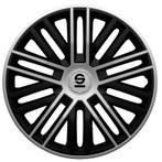 Sparco Wieldoppen Bergamo - 15-inch - Zwart/Zilver - Set van, Nieuw, Verzenden