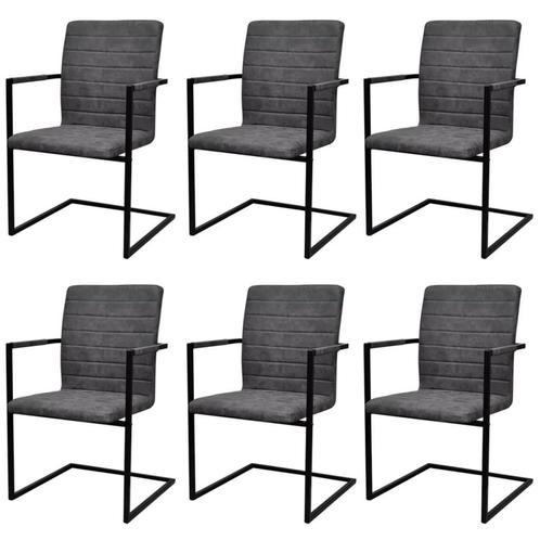 vidaXL Eetkamerstoelen 6 st kunstleer grijs, Huis en Inrichting, Stoelen, Grijs, Nieuw, Verzenden