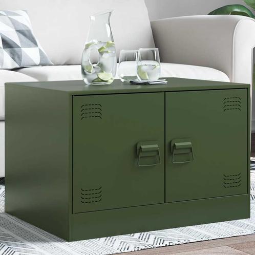 vidaXL Salontafel 67x50x44 cm staal olijfgroen, Huis en Inrichting, Tafels | Salontafels, 50 tot 100 cm, Nieuw, Metaal, Verzenden
