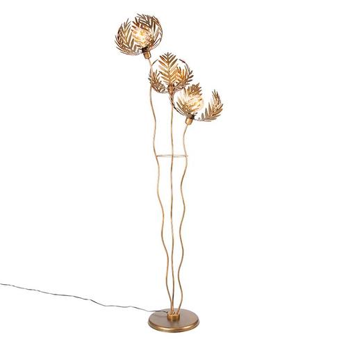 Vintage vloerlamp goud 182cm 3-lichts - Botanica, Huis en Inrichting, Lampen | Vloerlampen, Nieuw, Overige materialen, 150 tot 200 cm