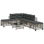 vidaXL 3-delige Loungeset met kussens poly rattan grijs, Verzenden, Nieuw, Rotan, Loungeset