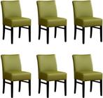 Set van 6 Groene leren landelijke eetkamerstoelen - Toledo L, Nieuw, Vijf, Zes of meer stoelen, Landelijk, Leer