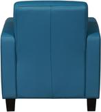 Blauwe leren landelijke stoel - poot hout bruin - Toledo Lee, Huis en Inrichting, Fauteuils, Nieuw, Ophalen of Verzenden, Landelijk