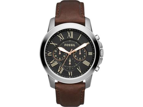Fossil Grant FS4813 Herenhorloge 44 mm - Zilverkleurig, Huis en Inrichting, Woonaccessoires | Overige, Zo goed als nieuw, Verzenden