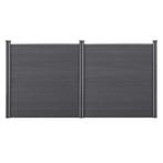 HKC Schuttingpaneel met 4 palen 183x357 cm grijs, Tuin en Terras, Verzenden, Nieuw