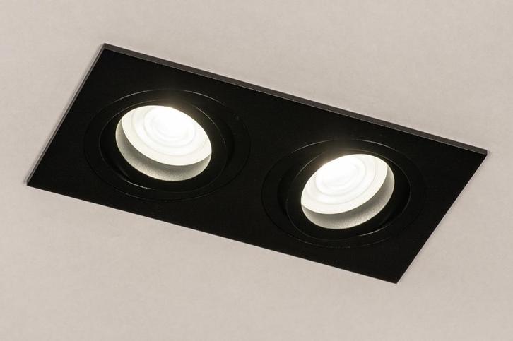 Rietveld Inbouwspots - Zwart - Metaal, Aluminium, Huis en Inrichting, Lampen | Hanglampen, Verzenden