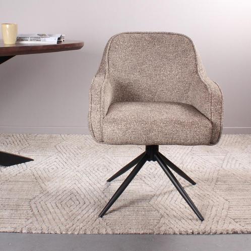 Eetkamerstoel met armleuning  Stof Taupe & Beige -, Huis en Inrichting, Stoelen, Nieuw, Ophalen of Verzenden