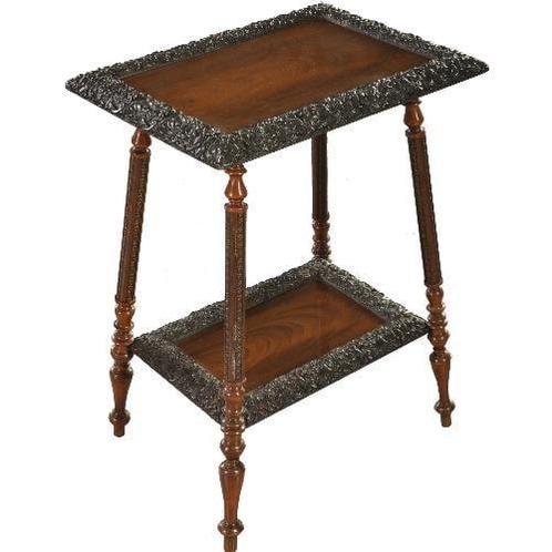 Wonderlijke bijzettafel met 2 bladen met reliëflijstwerk 187, Antiek en Kunst, Antiek | Meubels | Tafels, Ophalen of Verzenden