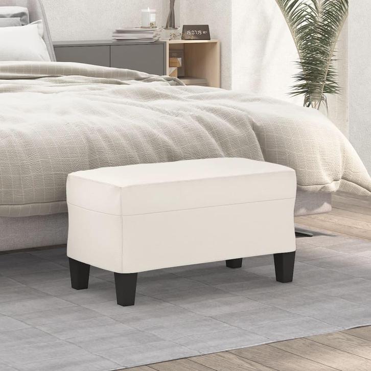 vidaXL Bankje 70x35x41 cm kunstleer crèmekleurig, Huis en Inrichting, Banken | Bankstellen, Nieuw, Minder dan 150 cm, Leer, Verzenden