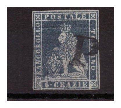 Italiaanse oude staten - Toscane 1851 - Toscane 6 gekke, Postzegels en Munten, Postzegels | Europa | Italië