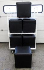 Hocker, Poef, zwart kunstleer, Gebruikt