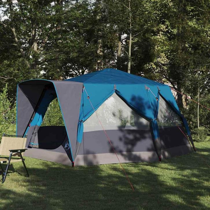 vidaXL Huisje Tent met dak met opslag Blauw 400 x 350 x 212, Caravans en Kamperen, Tenten, Nieuw, Verzenden