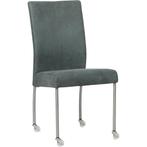 Leren eetkamerstoel Comfort met wieltjes - Kenia Denim, Huis en Inrichting, Stoelen, Blauw, Nieuw, Leer, Ophalen of Verzenden