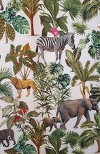 300x280cm! Zambese-stof met olifanten, luipaarden en zebras