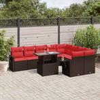 vidaXL 10-delige tuinbankset met kussens, bruin polyrotan, Tuin en Terras, Tuinsets en Loungesets, Verzenden, Nieuw, Rotan