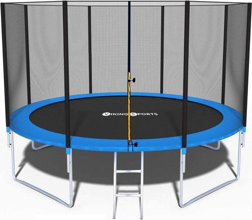 Stevige fitness trampoline 374 cm - Tot 150 kg - Met veil..., Kinderen en Baby's, Speelgoed | Buiten | Trampolines, Nieuw, Ophalen of Verzenden