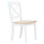 Eetkamerstoelen 4 st massief rubberwood naturel en wit, Huis en Inrichting, Stoelen, Verzenden, Nieuw