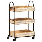 vidaXL Keukentrolley 3-laags 46x30x76 cm massief mangohout, Huis en Inrichting, Keuken | Keukenbenodigdheden, Verzenden, Nieuw