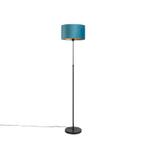 Vloerlamp zwart met velours kap blauw met goud 35 cm - Parte, Nieuw, Overige materialen, Landelijk / Rustiek, 150 tot 200 cm