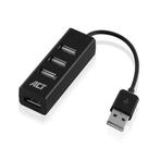 ACT | Hub | 4-Poorts | USB 2.0 | Blok | Zwart, Computers en Software, USB Sticks, Nieuw, Verzenden