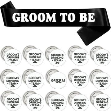 Groom to Be en Grooms Drinking Team set 16-delig beschikbaar voor biedingen