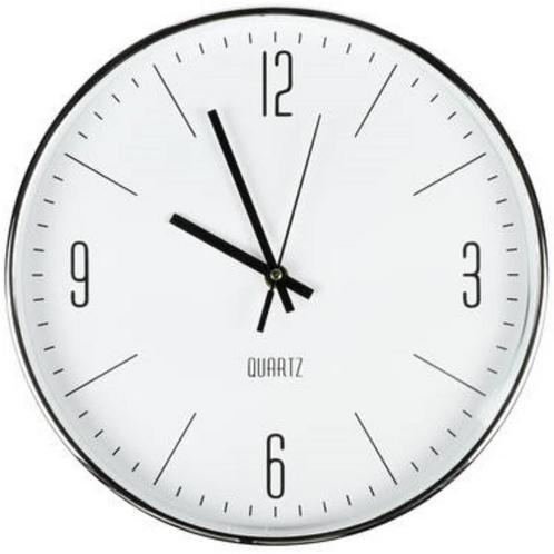 Benson Stijlvolle zilveren wandklok - Ø30 cm - Minimalist.., Huis en Inrichting, Woonaccessoires | Klokken, Nieuw, Ophalen of Verzenden
