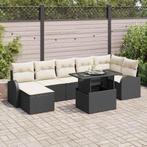 vidaXL Tuin Sofa Set met kussen met opslag 8 pcs Zwart Poly, Verzenden, Nieuw, Rotan