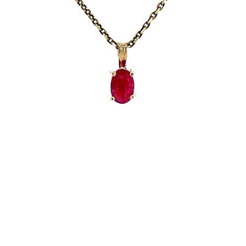 Gouden solitair hanger met robijn 14 karaat* Nieuw, Sieraden, Tassen en Uiterlijk, Kettinghangers, Rood, Zo goed als nieuw, Goud