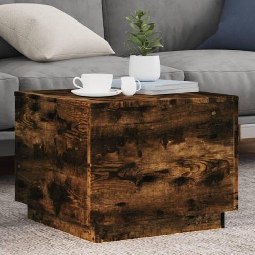 vidaXL Salontafel met metalen poten 50x50x40 cm gerookt, Huis en Inrichting, Tafels | Salontafels, 50 tot 100 cm, Nieuw, Overige houtsoorten
