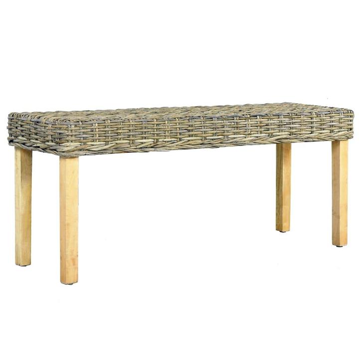 vidaXL Bankje 110 cm natuurlijk kubu rattan en massief, Huis en Inrichting, Tafels | Eettafels, Nieuw, Verzenden