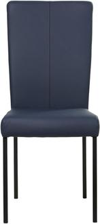 Blauwe leren moderne eetkamerstoel - poot vierkant zwart - T, Huis en Inrichting, Stoelen, Overige kleuren, Nieuw, Leer, Ophalen of Verzenden