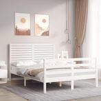 vidaXL Bedframe met hoofdbord massief hout wit, Huis en Inrichting, Slaapkamer | Bedden, Verzenden, Wit, Hout, Nieuw
