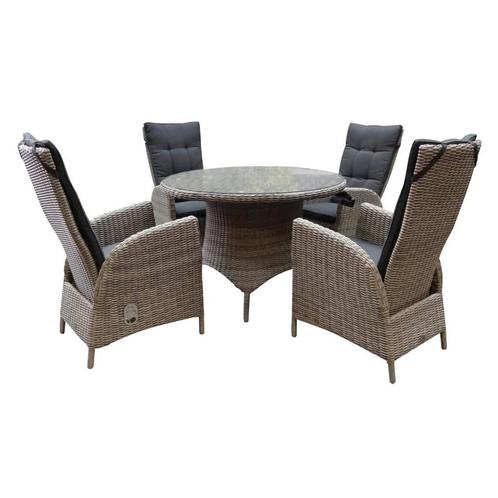 Riccione Menorca dining tuinset 110 cm rond verstelbaar, Tuin en Terras, Tuinsets en Loungesets, Nieuw, Wicker, Ophalen of Verzenden