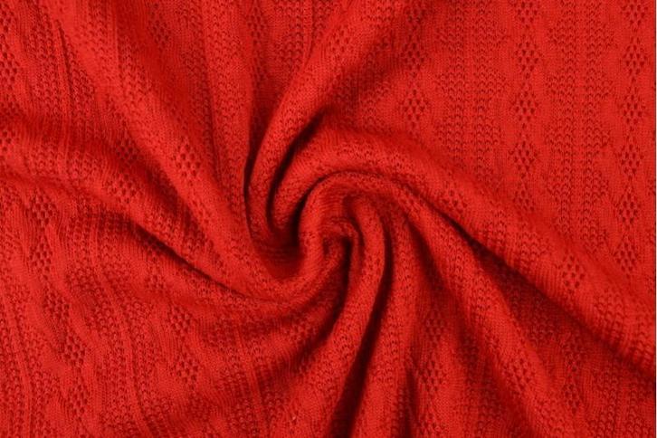 10 meter jacquard gebreide kabelstof - Rood, Hobby en Vrije tijd, Stoffen en Lappen, 120 cm of meer, 200 cm of meer, Rood, Nieuw