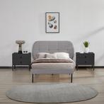 Gestoffeerd bed Porvoo met bedbodem 90x200 cm grijs [en.casa, Verzenden, Nieuw