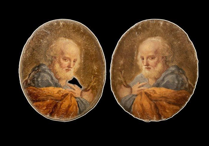 Miniatuur figuur - Dipinto su vetro a tecnica inversa (XVII, Antiek en Kunst, Antiek | Glas en Kristal