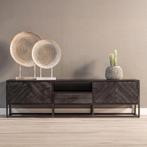 Tv-meubel Mangohout Kjeld 180 Zwart, Verzenden, 150 tot 200 cm, Nieuw, Minder dan 100 cm