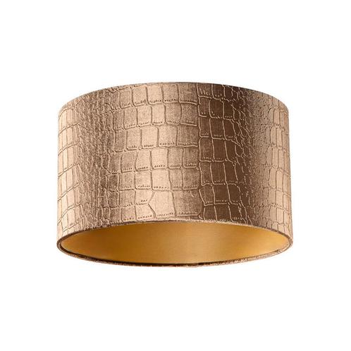 Velours lampenkap krokodil dessin met gouden binnenkant, Huis en Inrichting, Lampen | Lampenkappen, Minder dan 25 cm, Rond, Bruin