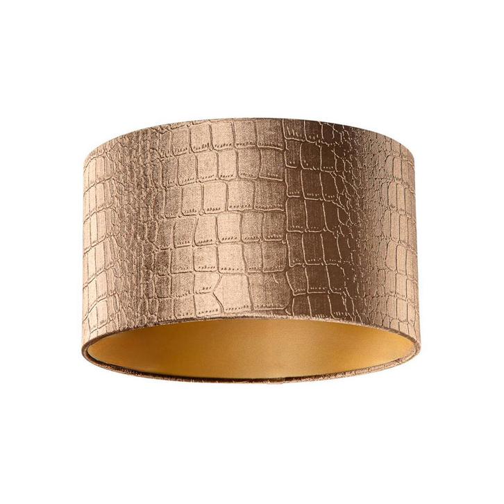 Velours lampenkap krokodil dessin met gouden binnenkant, Huis en Inrichting, Lampen | Lampenkappen, Minder dan 25 cm, Rond, Bruin