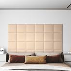 vidaXL Wandpanelen 12 st 1,08 m² 30x30 cm stof crèmekleurig, Verzenden, Nieuw