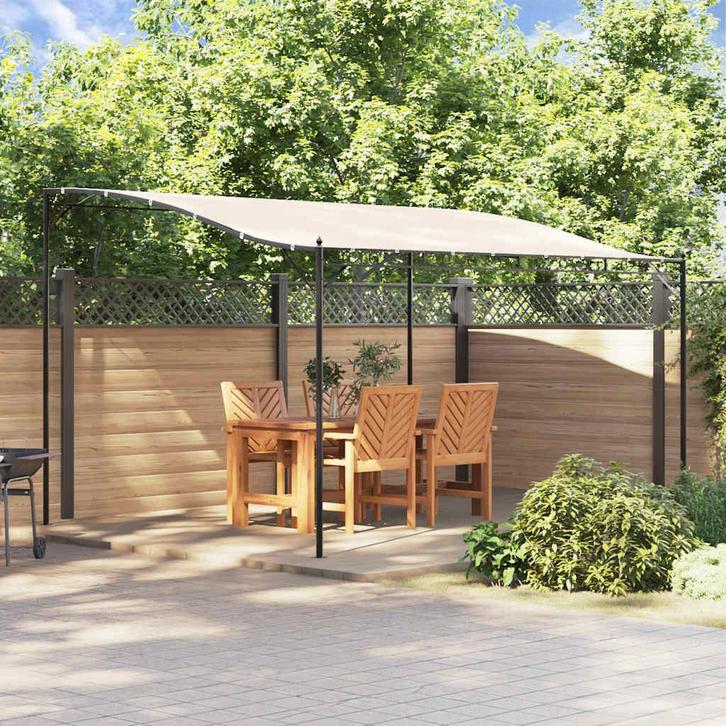 vidaXL Luifel 4x3 m 180 g/m² stof en staal crèmekleurig, Tuin en Terras, Partytenten, Nieuw, Verzenden